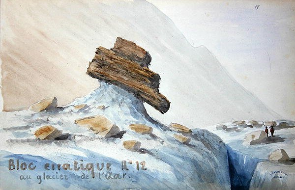 Erratischer Block Nr. 12 am Aar-Gletscher in den Schweizer Alpen