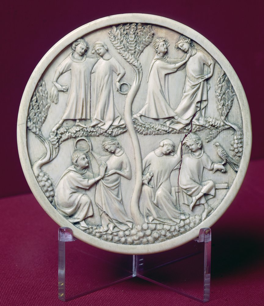 Spiegelgehäuse mit höfischen Szenen, ca. 1320-30 von French School