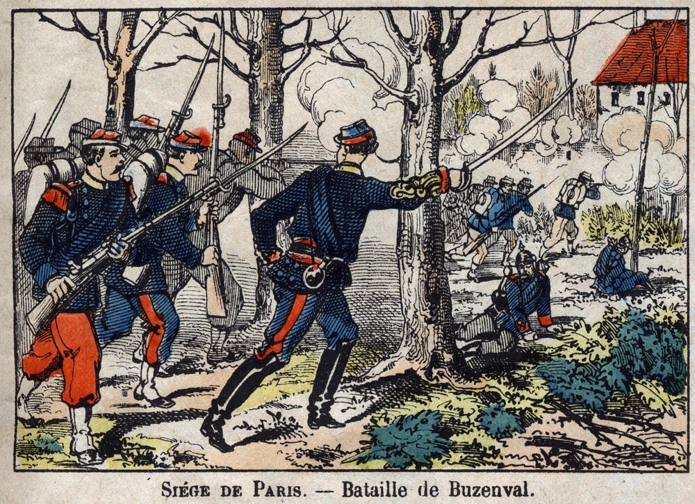 Krieg von 1870 zwischen Frankreich und Preußen: Schlacht von Buzenval in der Region Paris am 19.01.1871 von French School