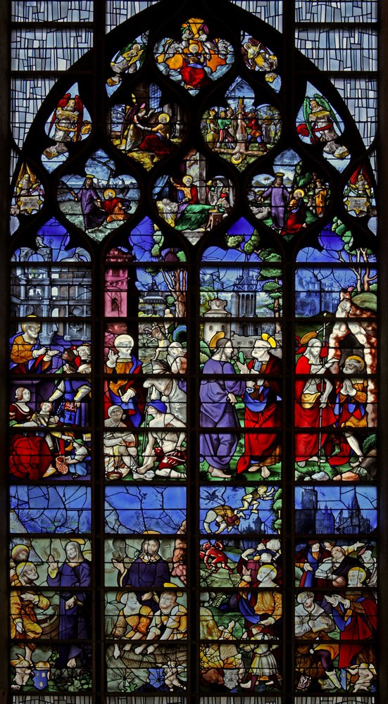 Fenster w1 mit Szenen aus dem Leben des Heiligen Petrus