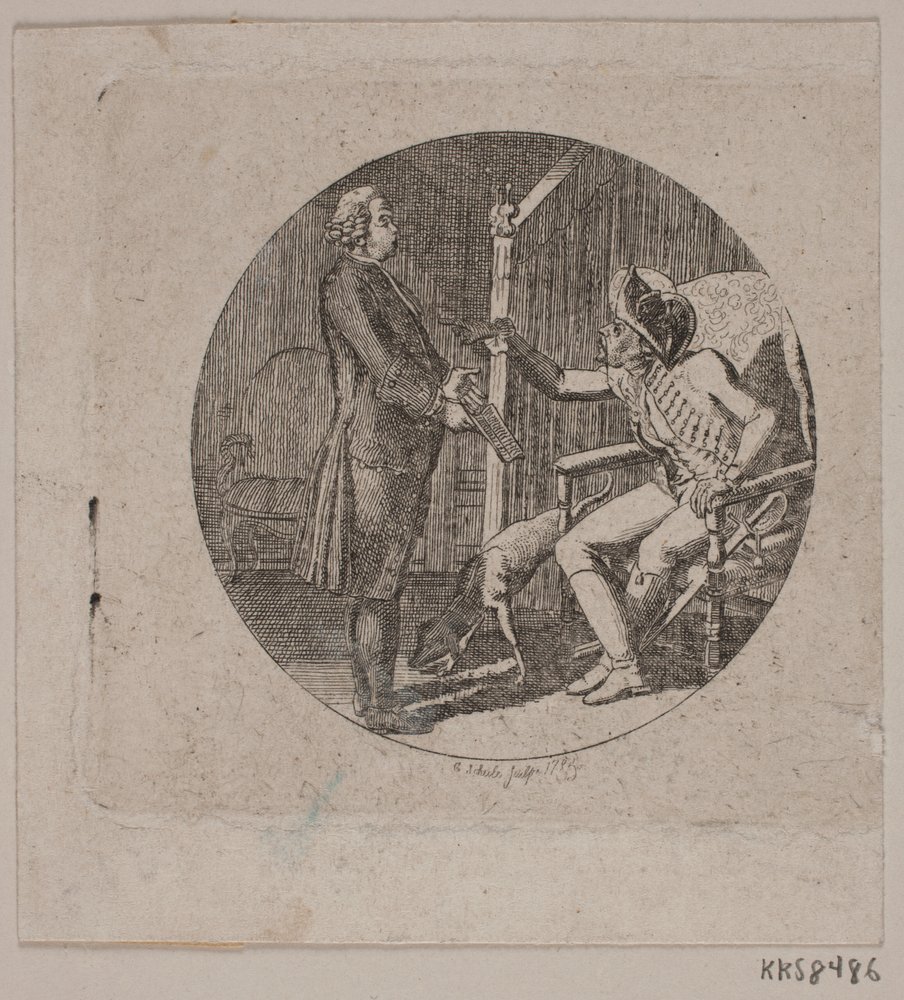 Vignette mit Priester und älterem Mann von Georg Christian Schule