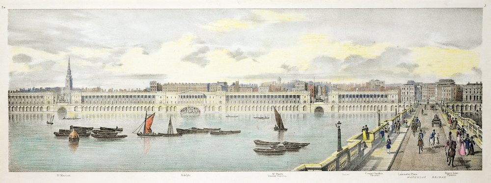 Twin Bridge Projekt für die neue London Bridge, 1802 von George Dance