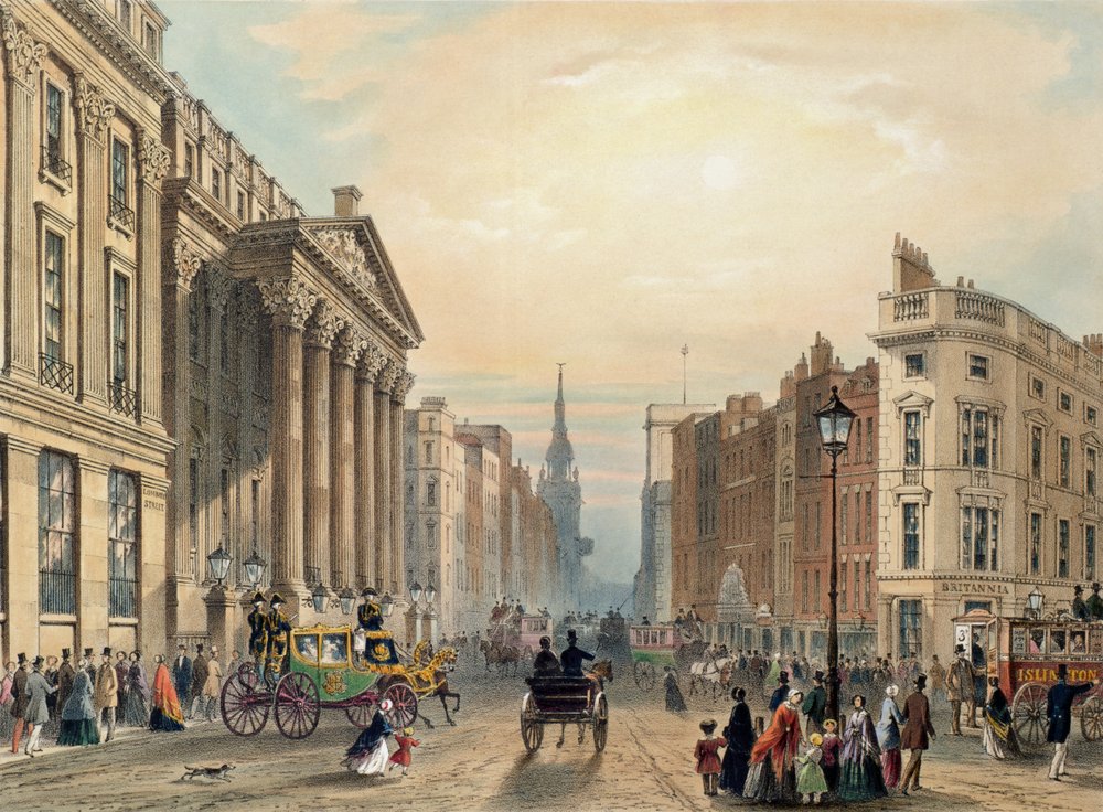 Mansion House in Richtung Cheapside, graviert von Thomas Picken, veröffentlicht von Ackermann 1851 von George Shepherd