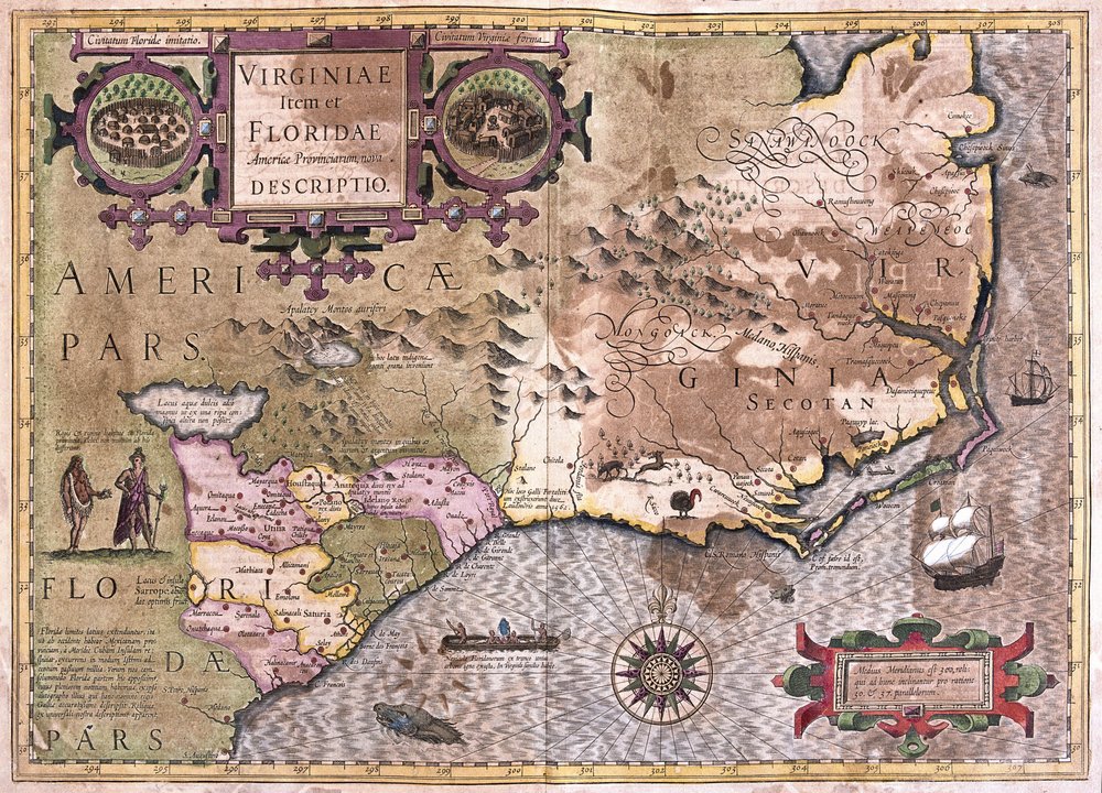 Virginia und Florida (Gravur) von Gerardus Mercator