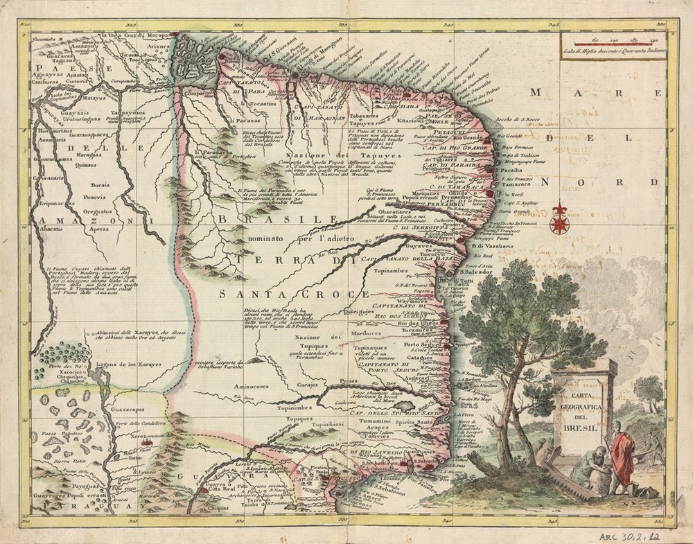 Geografische Karte von Brasilien von Giovanni Battista Albrizzi