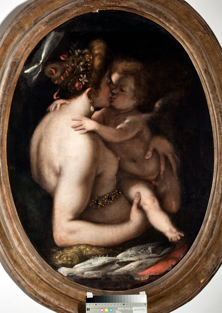 Venus und Amor. Gemälde von Giovanni Battista Paggi (1554-1627). Genua, Musei di Strada Nuova, Inv. Nr. PB 1409 von Giovanni Battista Paggi