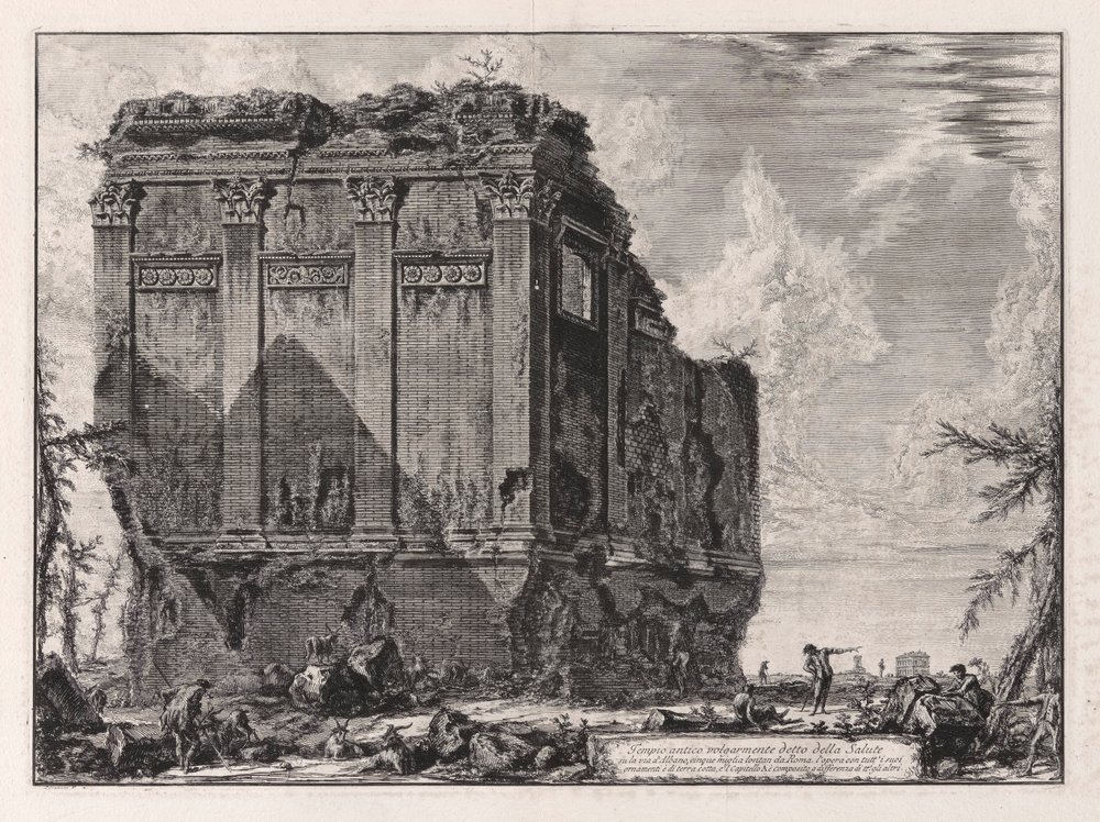 Antiker Tempel, allgemein als Tempel der Gesundheit bekannt, an der Via d von Giovanni-Battista Piranesi