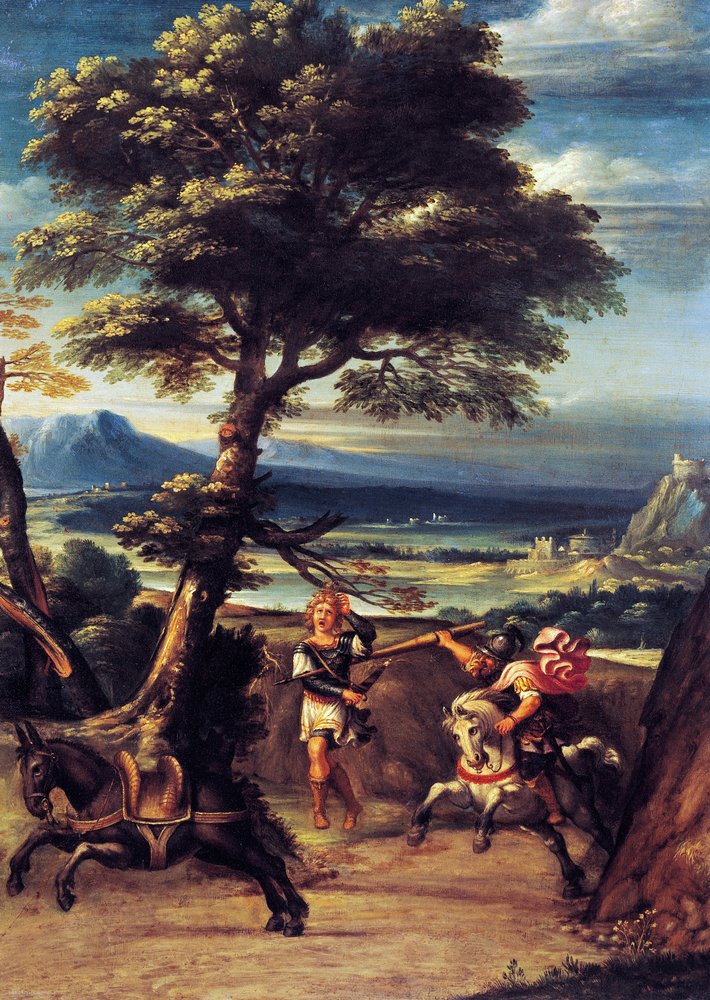 Landschaft mit Absalom, verwundet durch Joabs Speer, von Giovanni Battista Viola von Giovanni Battista Viola