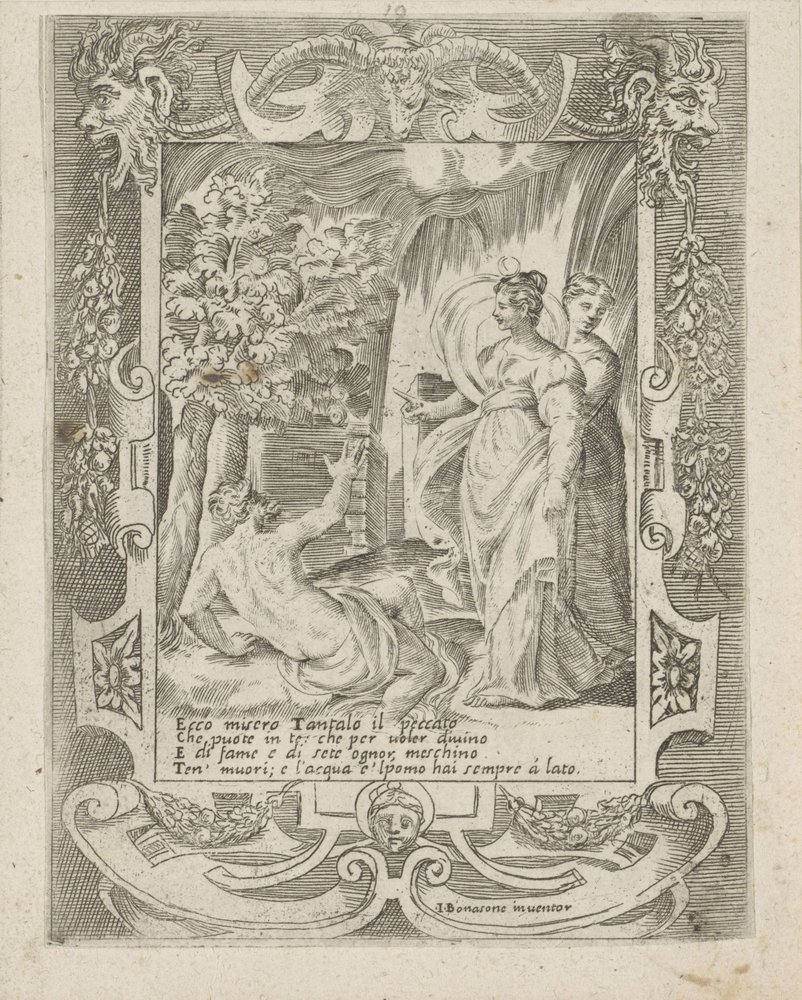 Tantalus spricht zu Diana von Giulio Bonasone