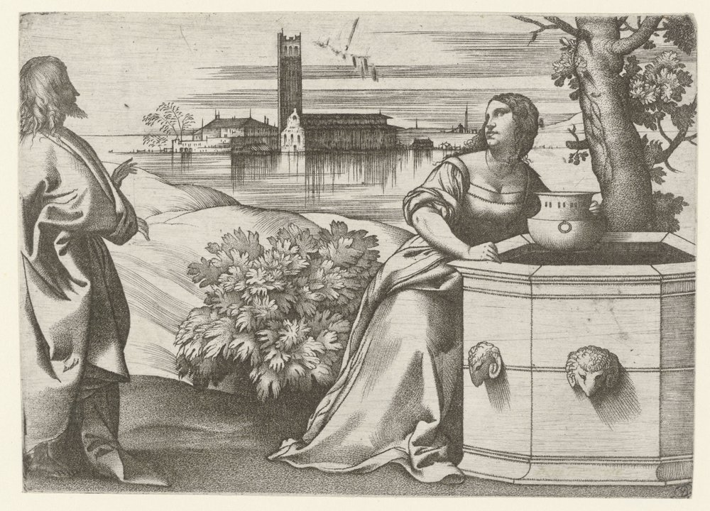 Christus im Gespräch mit der Samariterin am Brunnen von Giulio Campagnola