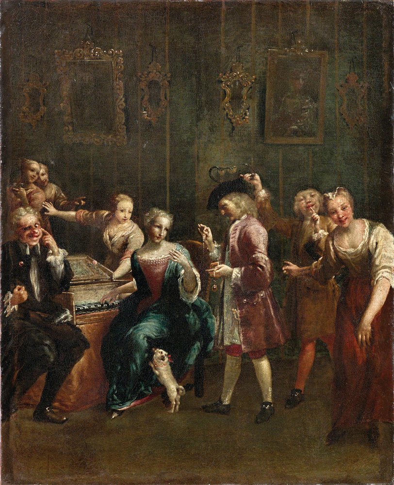 Sängerin am Spinett mit Bewunderern, 1730er Jahre