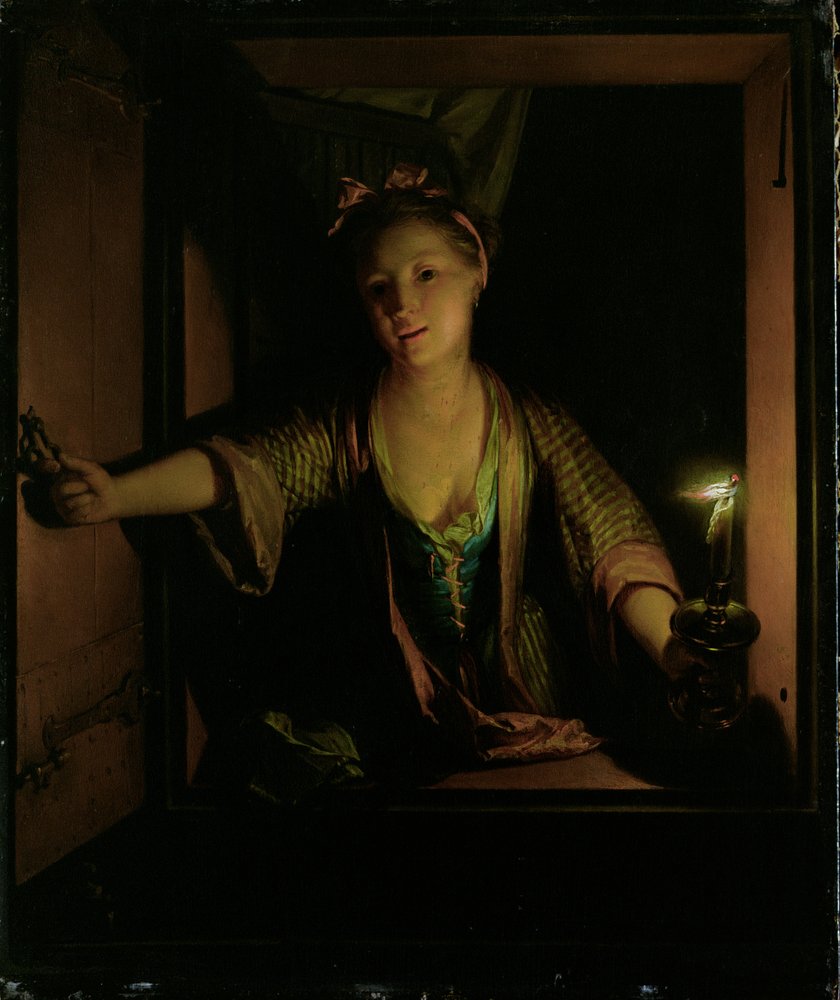 Ein Mädchen am Fenster von Godfried Schalcken: Kunstdruck
