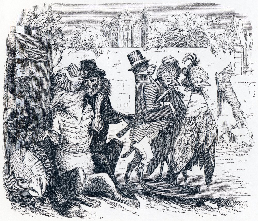 Der Fuchs und die Trauben - Fabeln von La Fontaine von Grandville