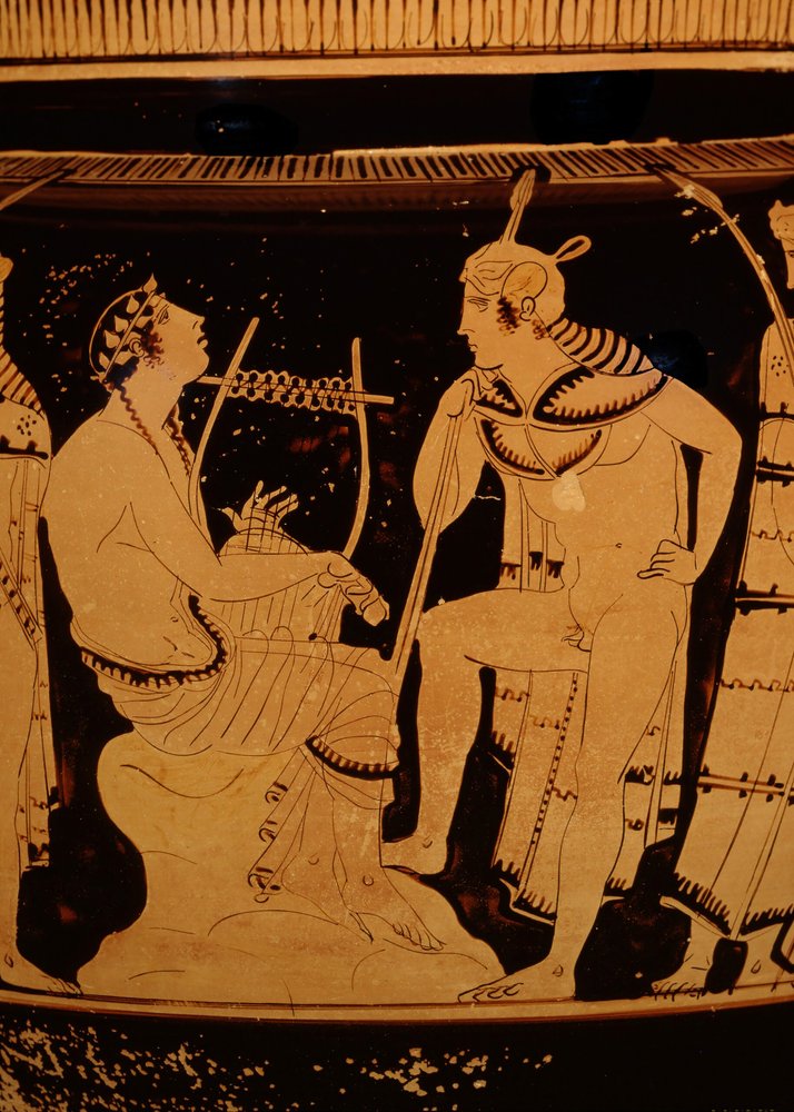 Orpheus unter den Thrakern, Attischer Rotfiguriger Säulenkrater, um 440 v. Chr. von Greek school