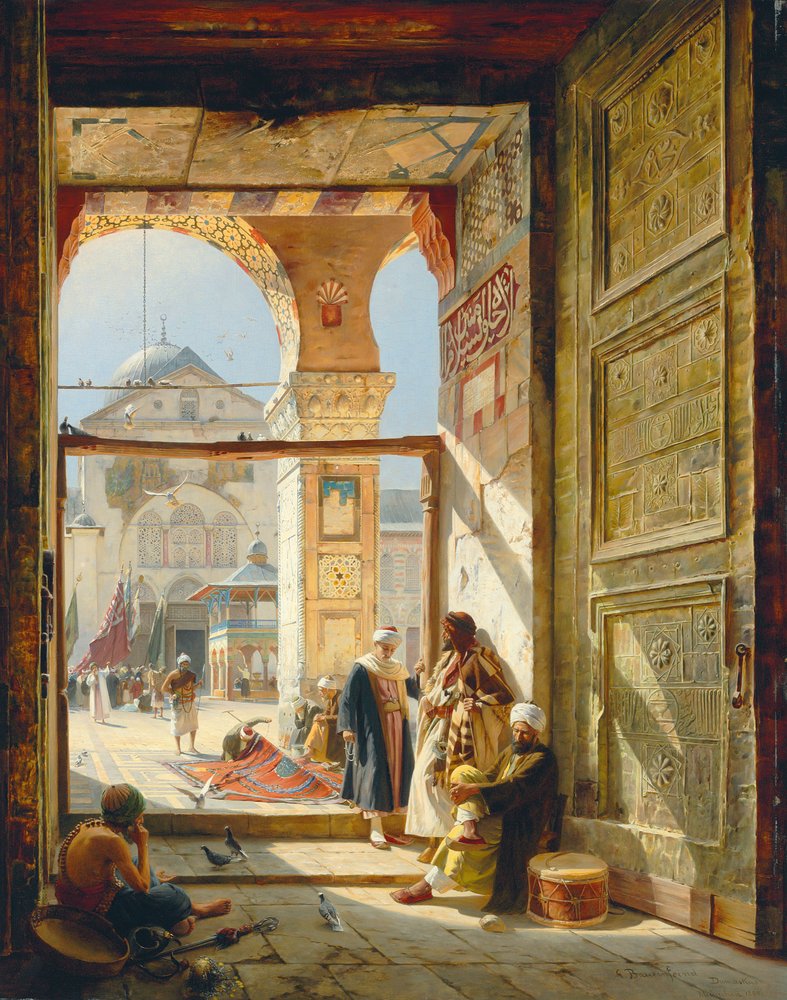 Das Tor der großen Umayyaden-Moschee, Damaskus, 1890 von Gustave Bauernfeind