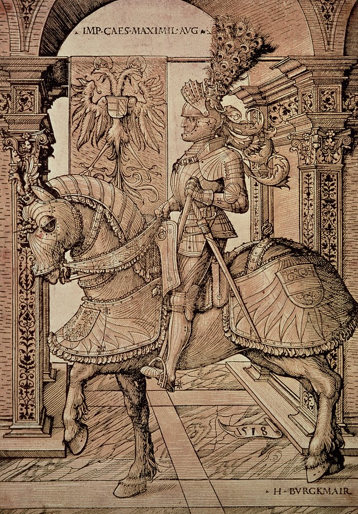 Kaiser Maximilian I. zu Pferd, 1518 von Hans Burgkmair