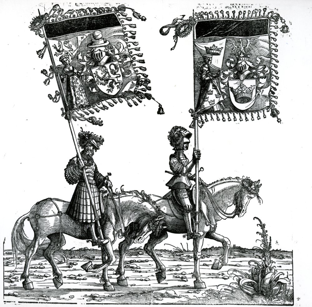 Zwei Ritter, aus dem Triumphzug Kaiser Maximilians I., um 1517