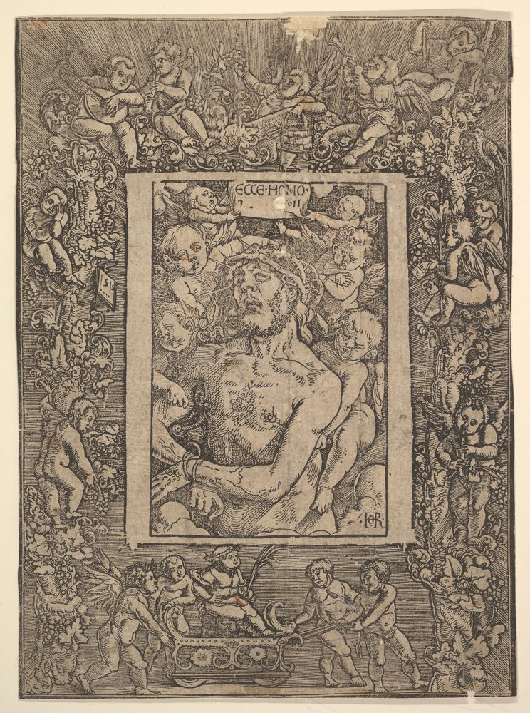 Ecce Homo mit ornamentalem Rand, der den Triumph des Bacchus zeigt, 1511 von Hans Baldung