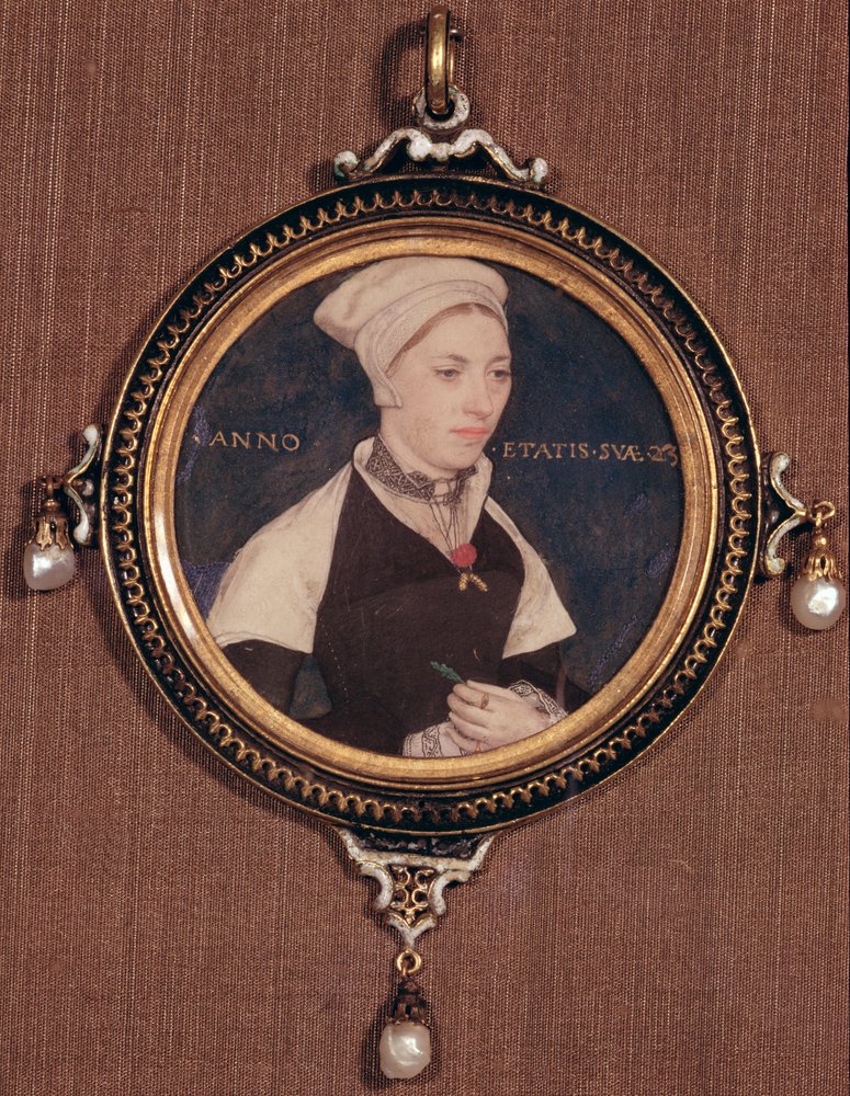 Miniaturporträt von Jane Small, früher bekannt als Mrs. Robert Pemberton, ca. 1540 von Hans Holbein der Jüngere