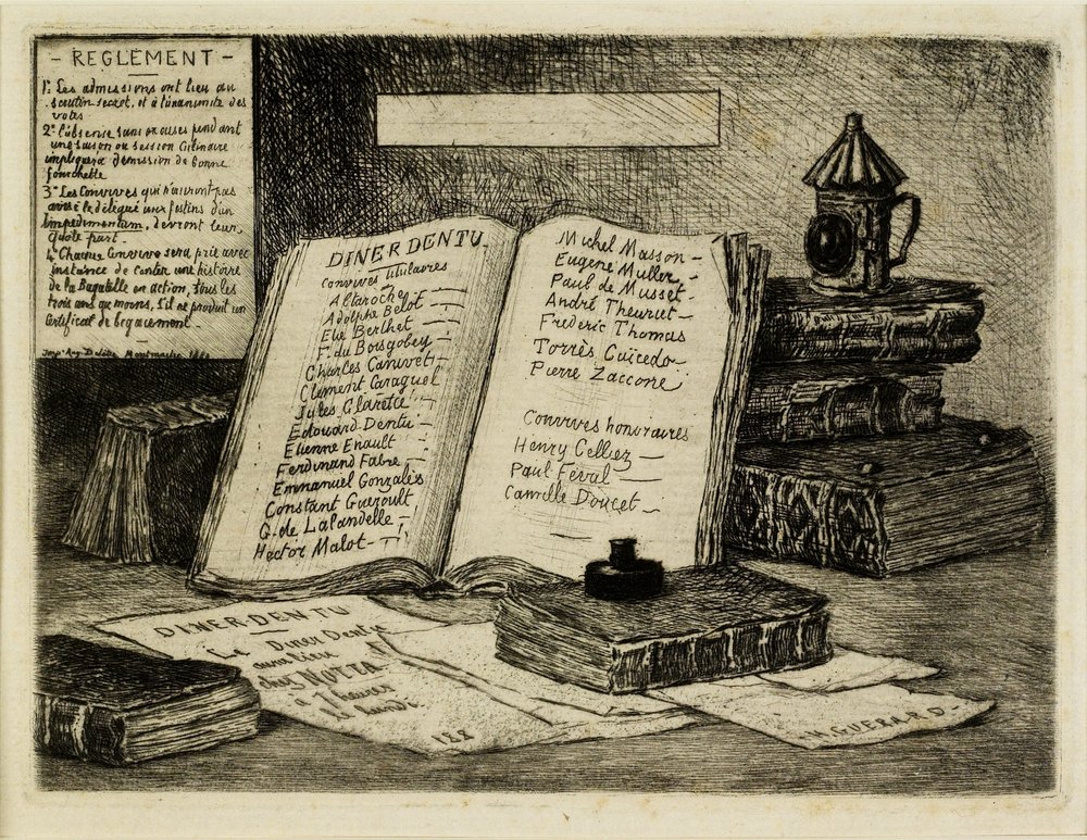 Bücher und Laterne von Henri-Charles Guérard