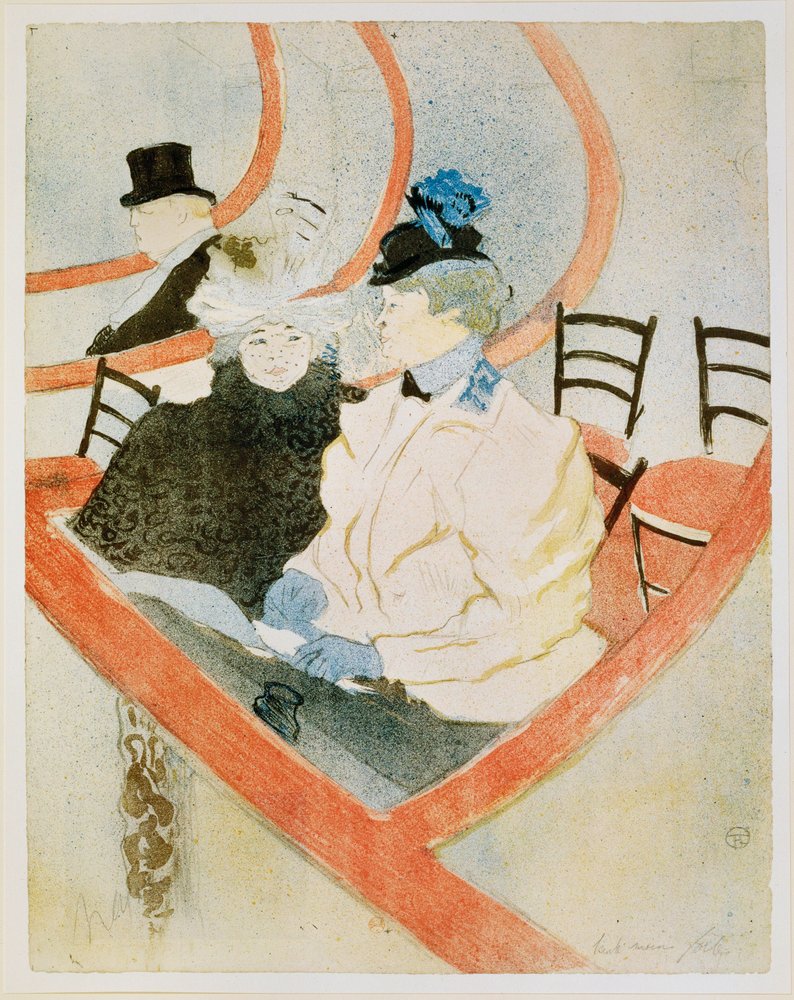 La grande loge, Lithographie in Bleistift, mit Pinsel, mit Craquis in fünf Farben von Henri de Toulouse-Lautrec