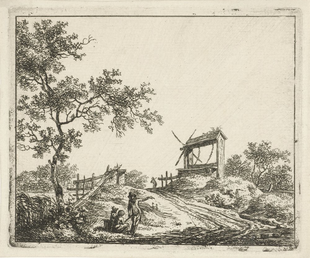 Landschaft mit Wasserbrunnen von Hermanus Fock: Kunstdruck
