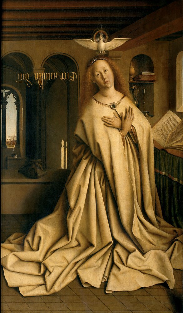 Verkündigung der Jungfrau, von der Außenseite des rechten Panels des Genter Altars von Hubert & Jan van (1390-1441) Eyck