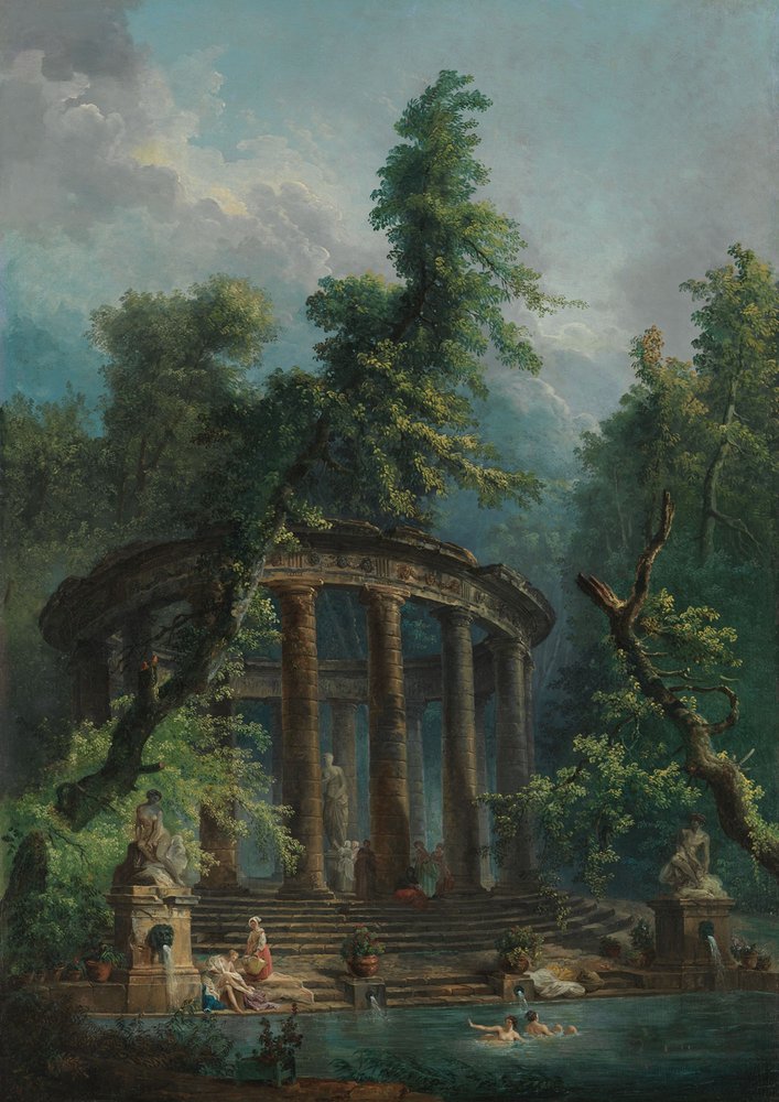 Der Badeteich, um 1780 von Hubert Robert
