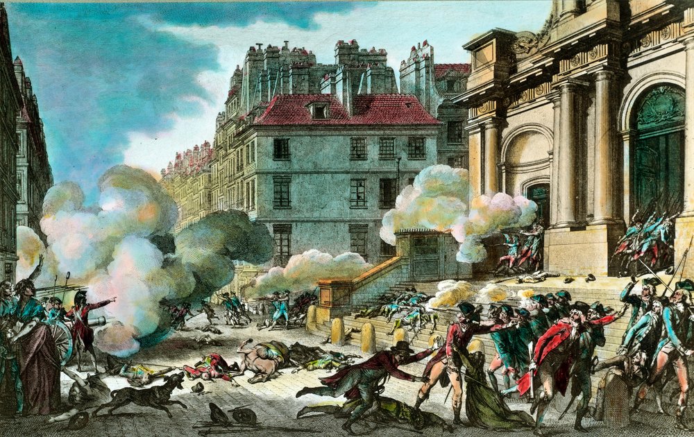Französische Revolution: Am 13. Jahr IV; General Bonaparte (Napoleon I. Bonaparte) ließ die Kanonen bringen, die Aufständischen wurden auf den Stufen der Kirche Saint Roch in Paris am 4. Oktober beschossen von Isidore Stanislas Helman