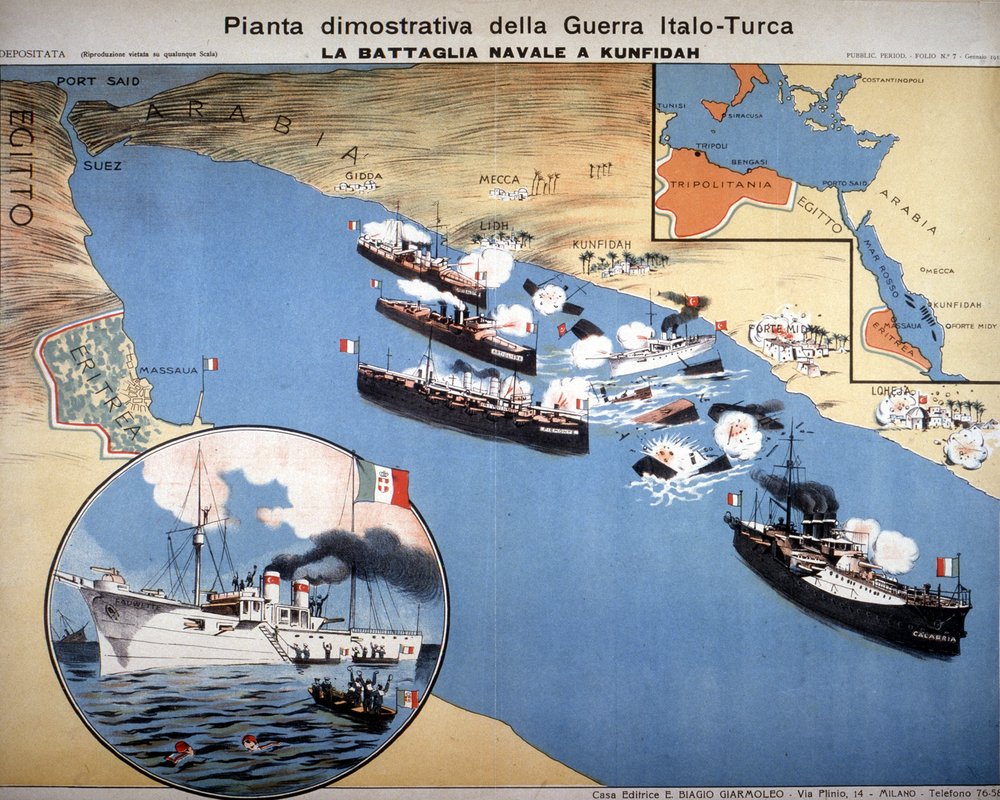 Italienisch-Türkischer Krieg: Seeschlacht bei Kufindah nahe dem Roten Meer von Italian School