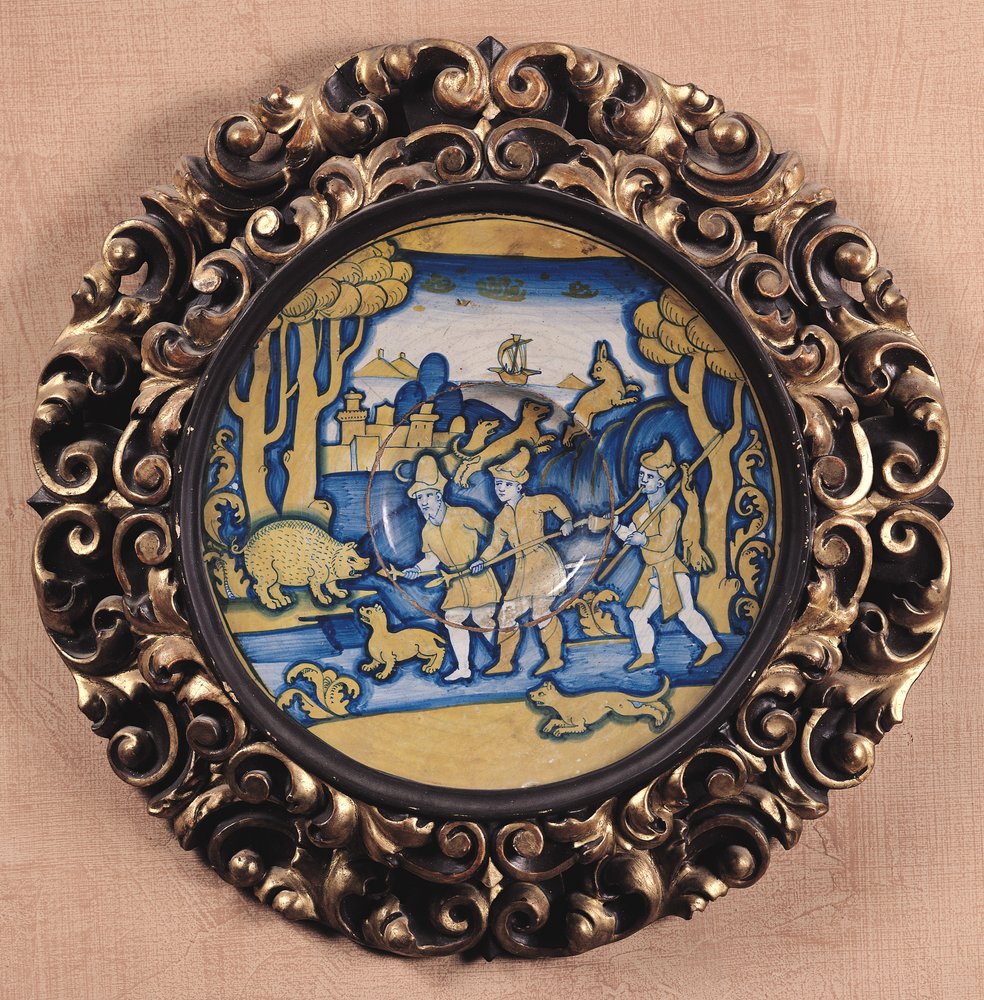 Teller dekoriert mit einer Jagdszene, Deruta-Werkstatt, ca. 1540-45 (Majolika) von Italian School