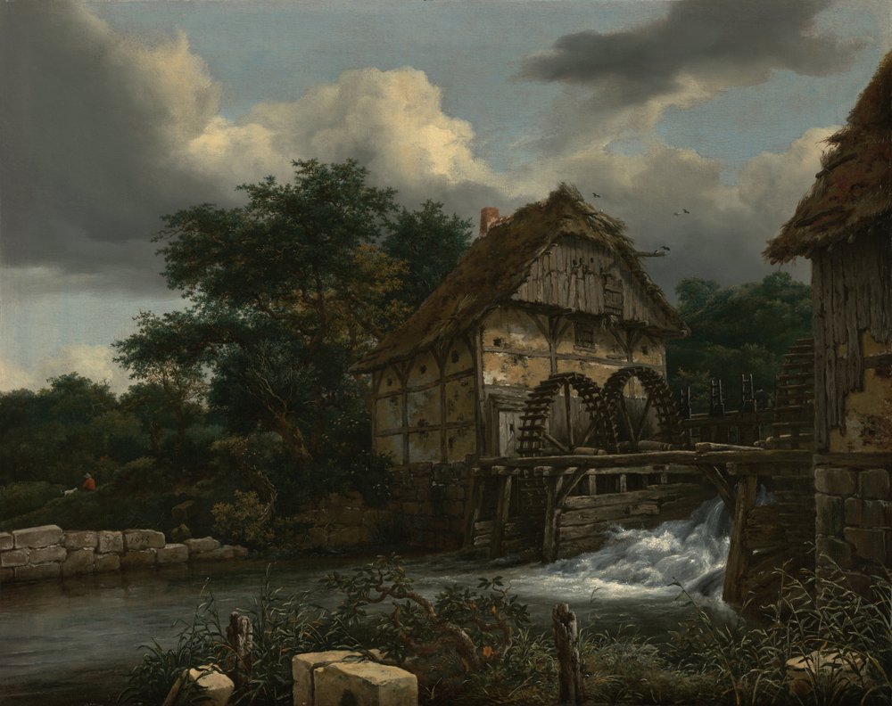 Zwei Wassermühlen und eine offene Schleuse von Jacob van Ruisdael