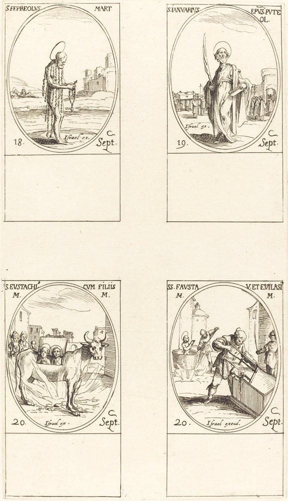 St. Ferreolus; St. Januarius; St. Eustachius & seine Kinder; Sts. Fausta & Evelasius von Jacques Callot