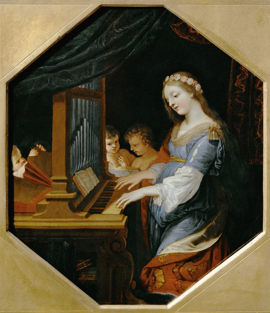 Heilige Cäcilia spielt die Orgel von Jacques Stella