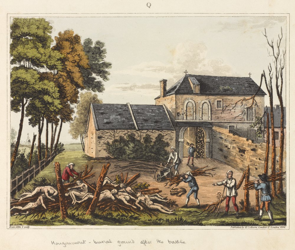 Hougoumont - Begräbnisstätte nach der Schlacht, aus 'Ein historischer ...