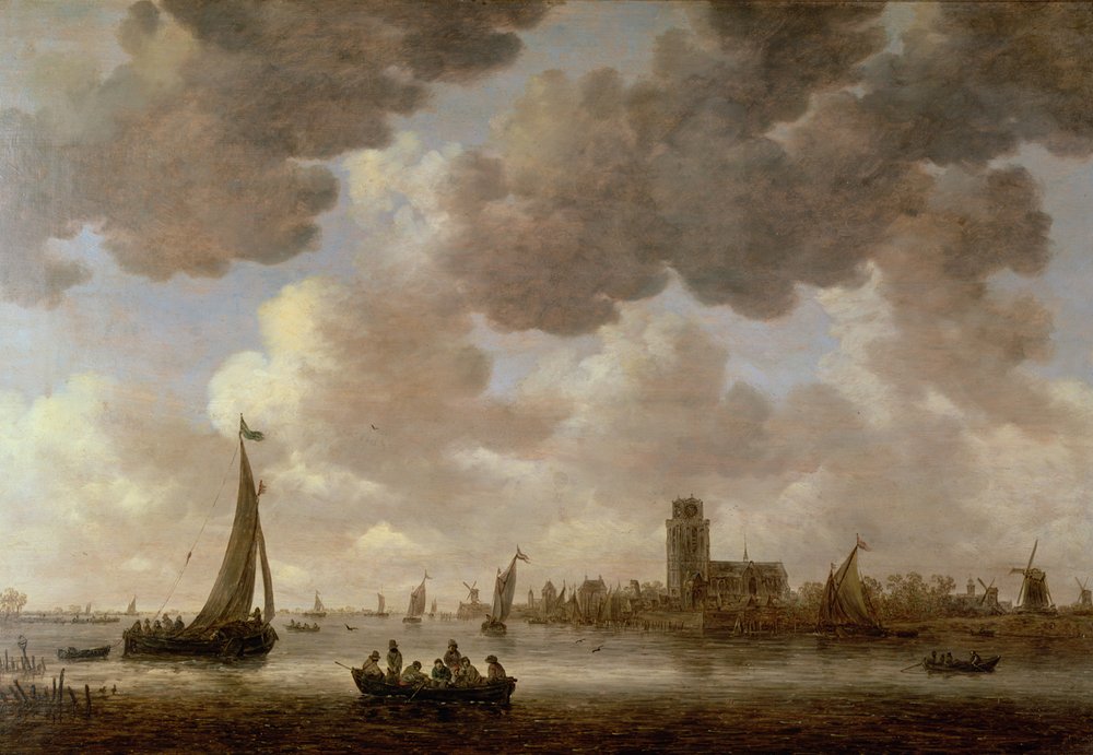Ansicht von Dordrecht flussabwärts von der Grote Kerk, 1647 von Jan Josephsz van Goyen