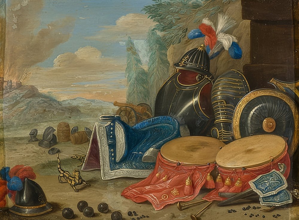 Symbole des Krieges von Jan van Kessel the Elder: Kunstdruck