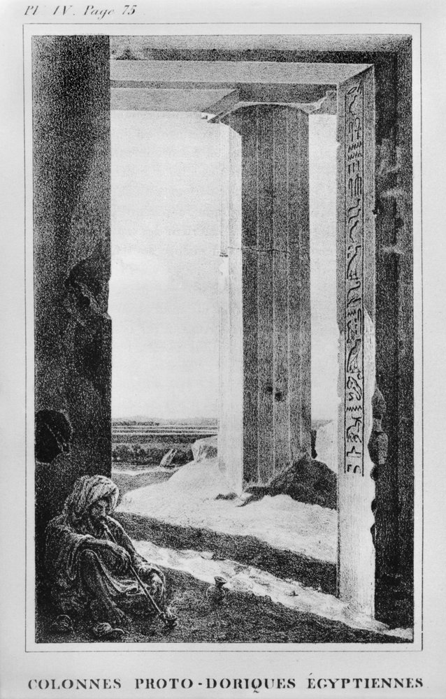 Ägyptische Säulen, Illustration aus Briefen aus Ägypten und Nubien, veröffentlicht 1833 von Jean Francois Champollion