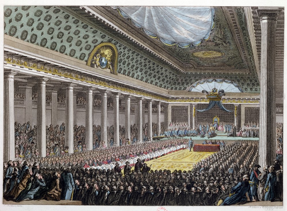 Eröffnung der Generalstände in Versailles, 5. Mai 1789, aus „Tableaux historiques de la Révolution Française“ von Jean Michel the Younger Moreau
