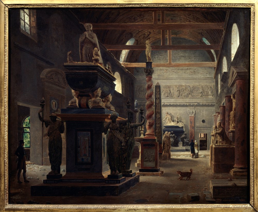 Die Einführungs-Halle des Musée des Monuments Français im Kloster der Petites Augustins, Rue Bonaparte in Paris von Jean Lubin Vauzelle