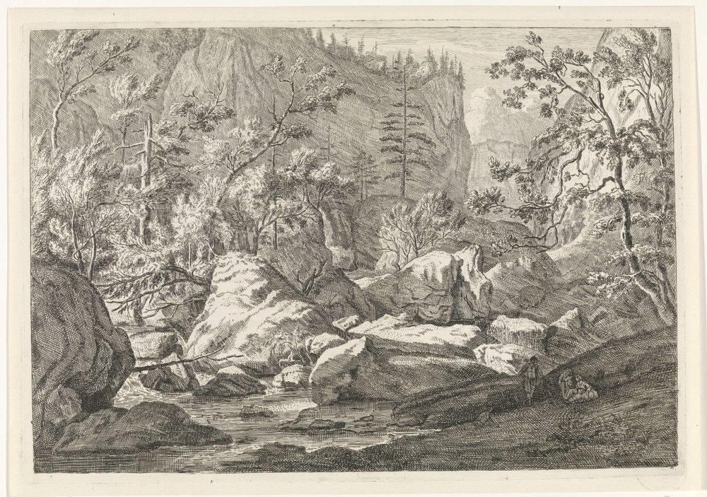 Schlucht mit Felsbrocken und Bäumen (Landschaften im Chartreuse-Gebirge) von Johannes Glauber