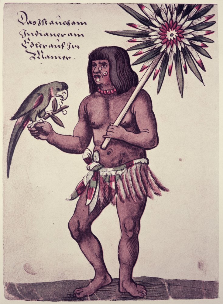 Amazonas-Indianer, graviert von Theodor de Bry (1528-98) von John White