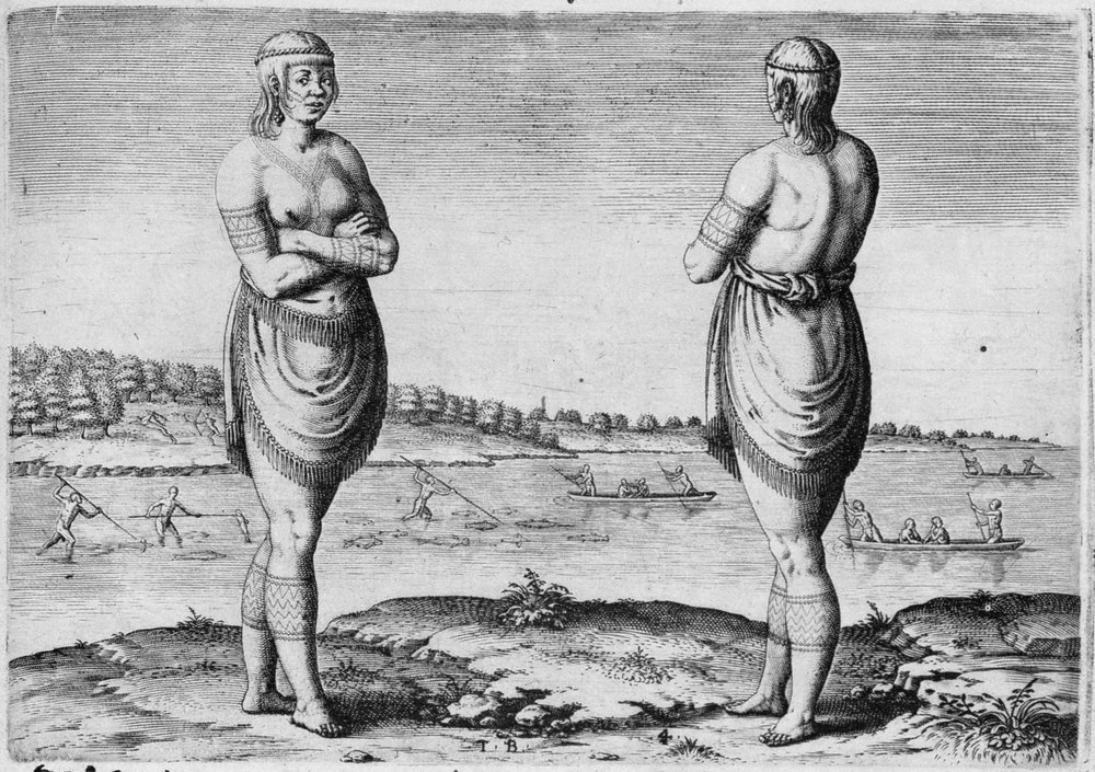 Indische Frau von Secoton, graviert von Theodor de Bry (1528-1598) von John White