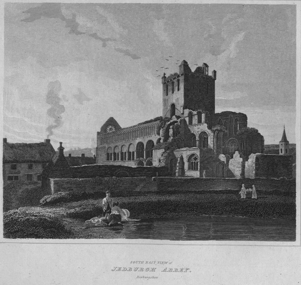 Südostansicht der Abtei von Jedburgh, Roxburghshire, 1814 von John Greig