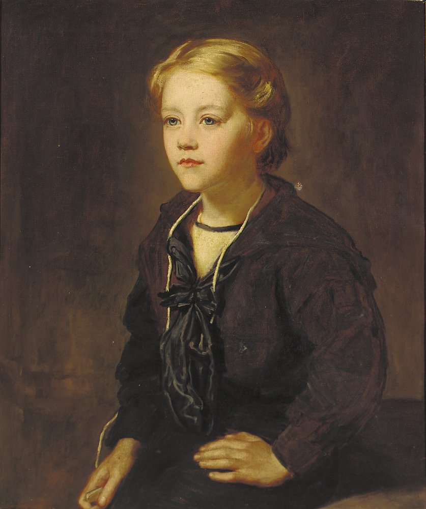 Porträt von Lewin Edward Cadogan, sitzend, Dreiviertelfigur, in einem ...