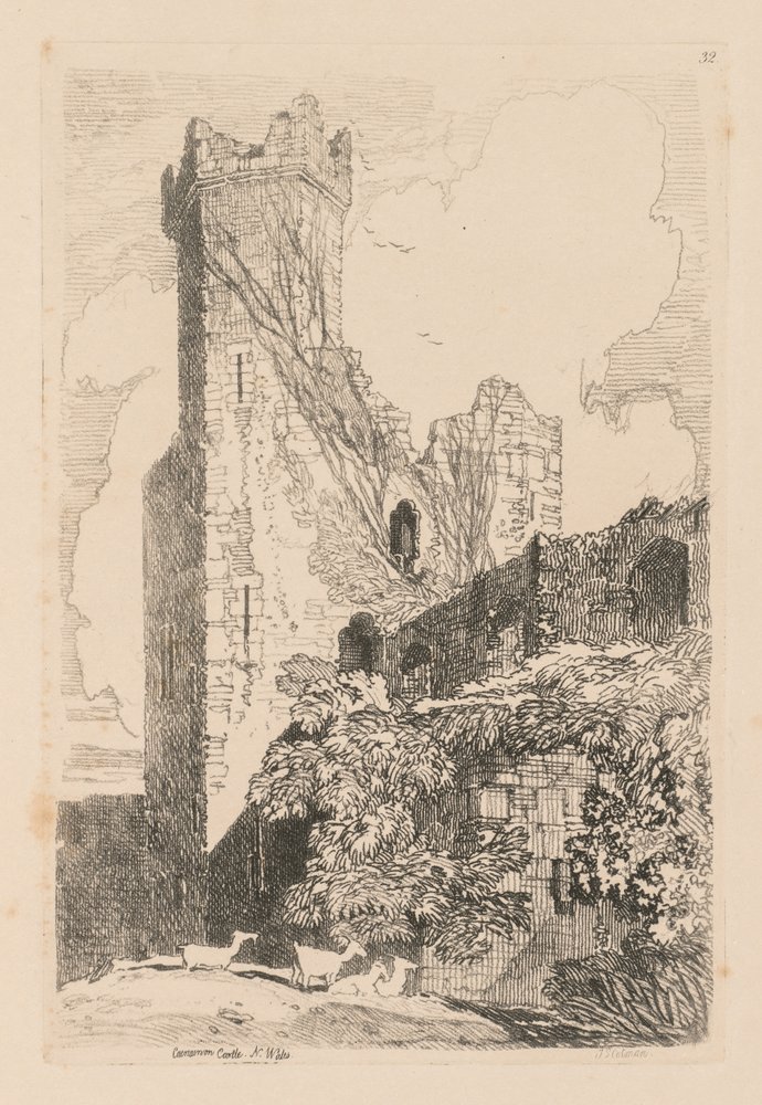 Liber Studiorum: Platte 32, Caernarvon Castle, N. Wales, 1838 von John Sell Cotman