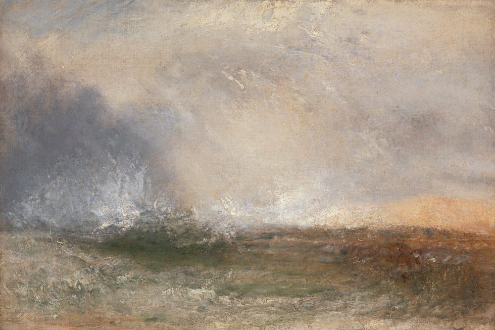 Stürmische See bricht an einem Ufer von Joseph Mallord William Turner