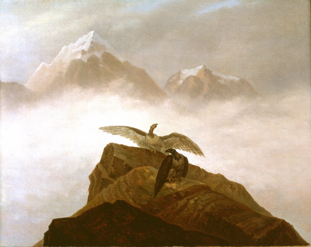Adler landen auf einem Alpengipfel von Karl Gustav Carus