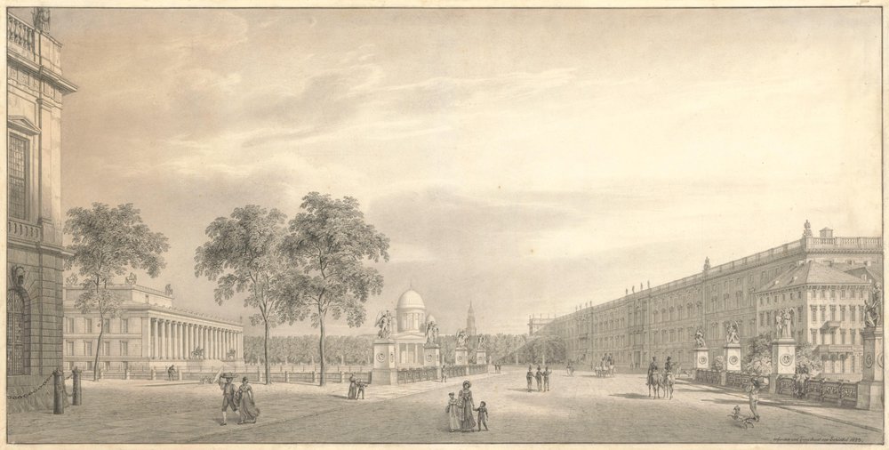 Berlin, Unter den Linden. Ansicht des Lustgartens mit Schlossbrücke, Altem Museum, Dom und Schloss von Karl Friedrich Schinkel