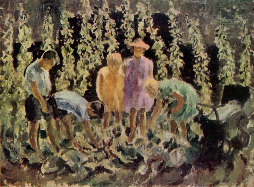 'Evakuierte, die Kohl anbauen', 1940, 1943 von Leila Faithfull